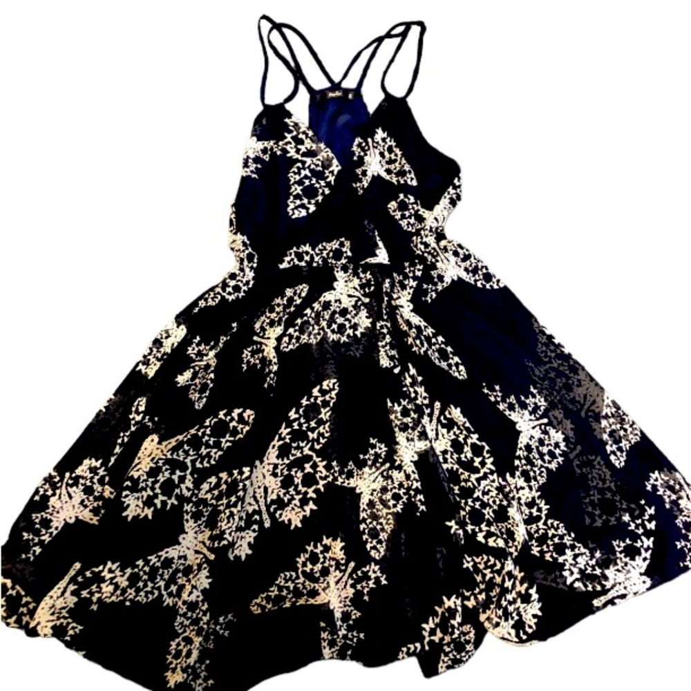 Blue dress with white butterfly print size M